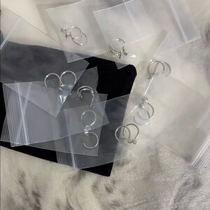 Silver Hoop Earrings Set Set of 8